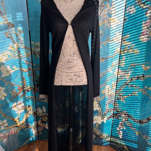 Vintage, Moda SZ S, black, full length, sweater with chainmail style cuff. - Picture 3 of 12